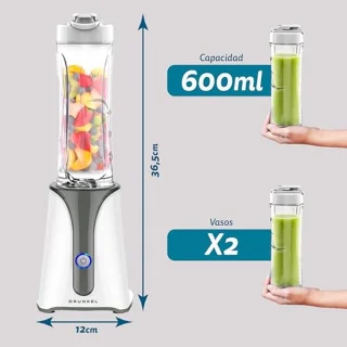 Mini blender 350 W voor smoothies en sauzen met 750 ml kan en 2 draagbare flessen