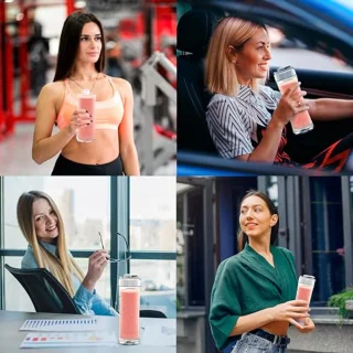 Mini blender 350 W voor smoothies en sauzen met 750 ml kan en 2 draagbare flessen