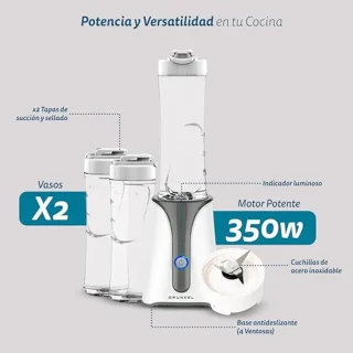 Mini blender 350 W voor smoothies en sauzen met 750 ml kan en 2 draagbare flessen