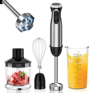 DailySupplies® Staafmixer Set - Hakmolen - Groentesnijder - Soepmaker - Zwart en Zilver