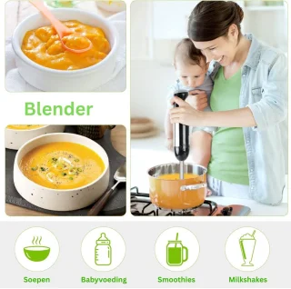 DailySupplies® Staafmixer Set - Hakmolen - Groentesnijder - Soepmaker - Zwart en Zilver
