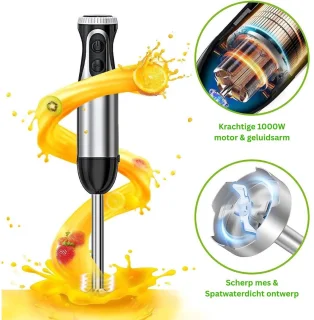 DailySupplies® Staafmixer Set - Hakmolen - Groentesnijder - Soepmaker - Zwart en Zilver