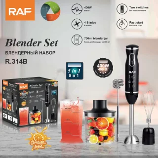 Staafmixers, 5-in-1 staafmixer, 800W soepblender met 500ml hakmolen en 600ml blender BPA-vrij