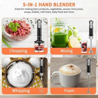 Staafmixers, 5-in-1 staafmixer, 800W soepblender met 500ml hakmolen en 600ml blender BPA-vrij