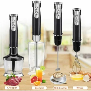 Staafmixers, 5-in-1 staafmixer, 800W soepblender met 500ml hakmolen en 600ml blender BPA-vrij