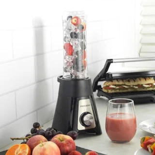 Persoonlijke Blender – Elektrische Smoothie Maker, 600ml Capaciteit, 2 Snelheden met Pulsfunctie, Inclusief 2 Draagbare Sportflessen, 400W