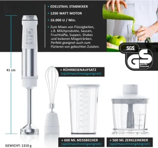 3-in-1 Staafmixer Set RVS