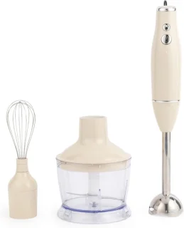 3-in-1 Staafmixer Set - Staafmixer, Hakmolen en Garde - Crème
