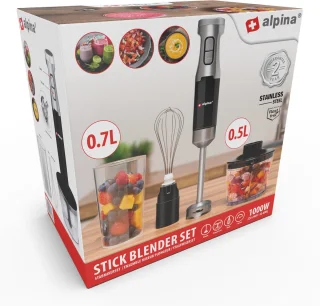 Alpina HB6700F-N Staafmixer Set 4-in-1 RVS 1000W