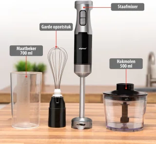 Alpina HB6700F-N Staafmixer Set 4-in-1 RVS 1000W