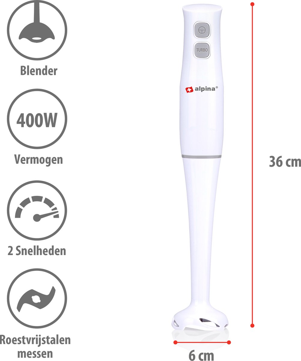 Alpina Staafmixer 400W RVS