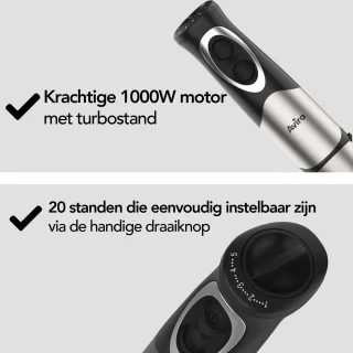 Aviro Staafmixer Set 1000W RVS