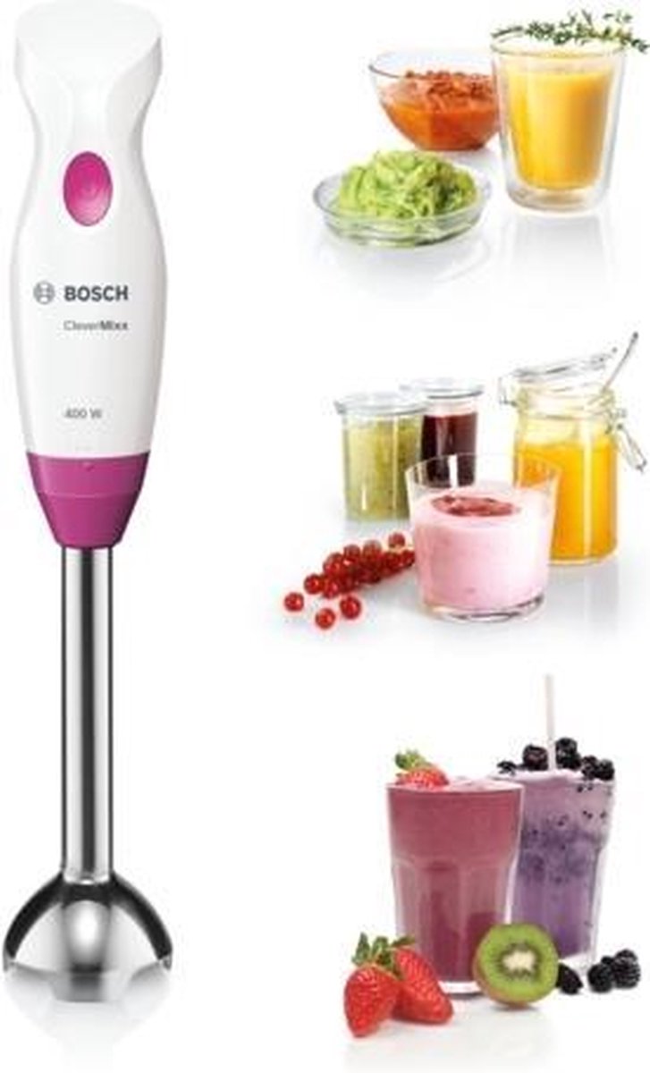 Bosch MSM2410PW CleverMixx Staafmixer Wit/Roze