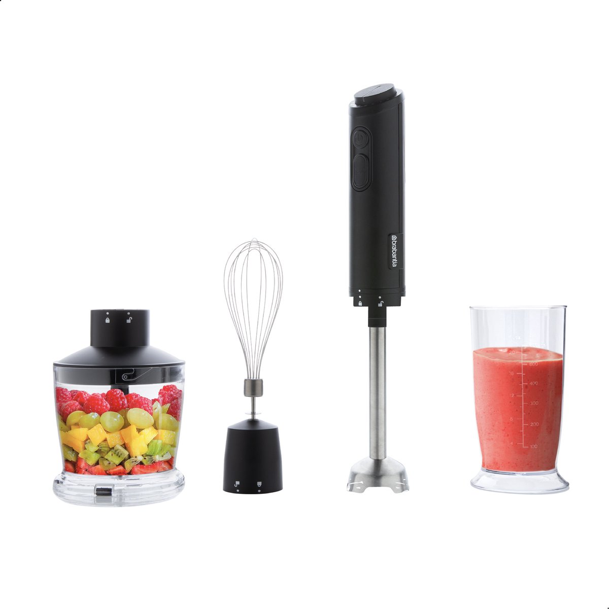 De Brabantia D8-4CMB Staafmixer set Zwart RVS in één oogopslag