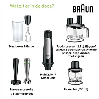 Braun MultiQuick 7X MQ7087X Staafmixer Zwart