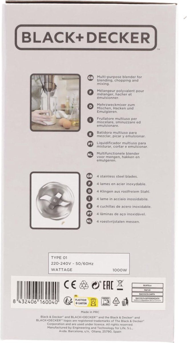 BXH Handmixer BXHBA1000E Grijs 1000W