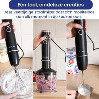 Wat vinden we goed aan de Cavos Staafmixer 5-in-1 set RVS