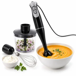 Cheqo® staafmixer set met garde en hakmolen