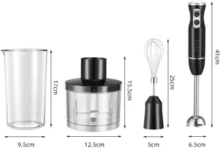 CHIWIN Handmixer Staafmixer Set Zwart