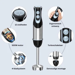 CLGP Staafmixer Set Zwart Zilver