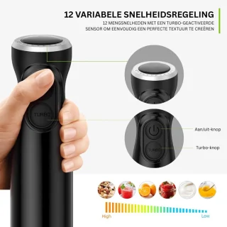 CRLYN Staafmixer Set Draadloos Zwart