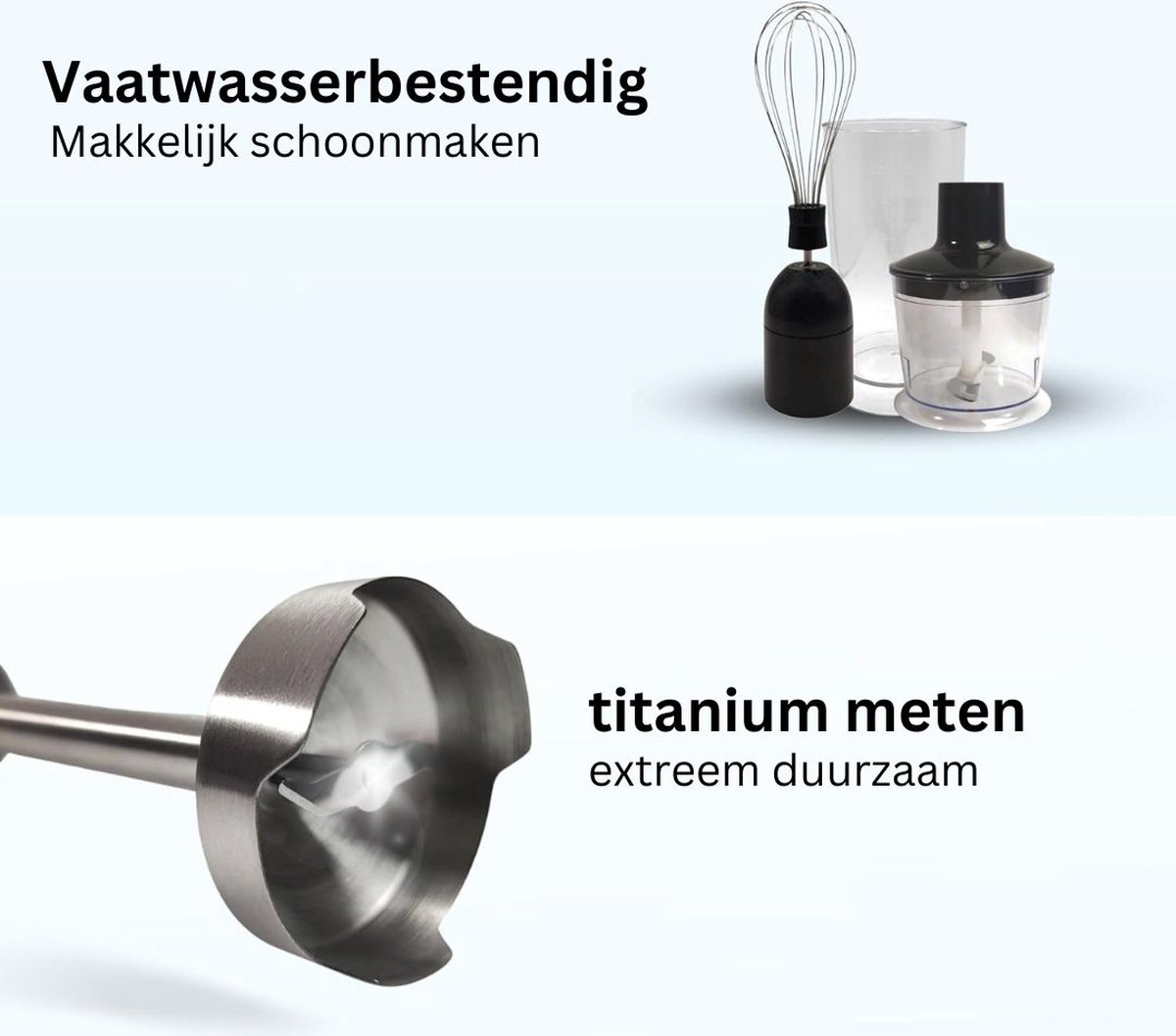 DailySupplies Staafmixer Set draadloos zwart-zilver
