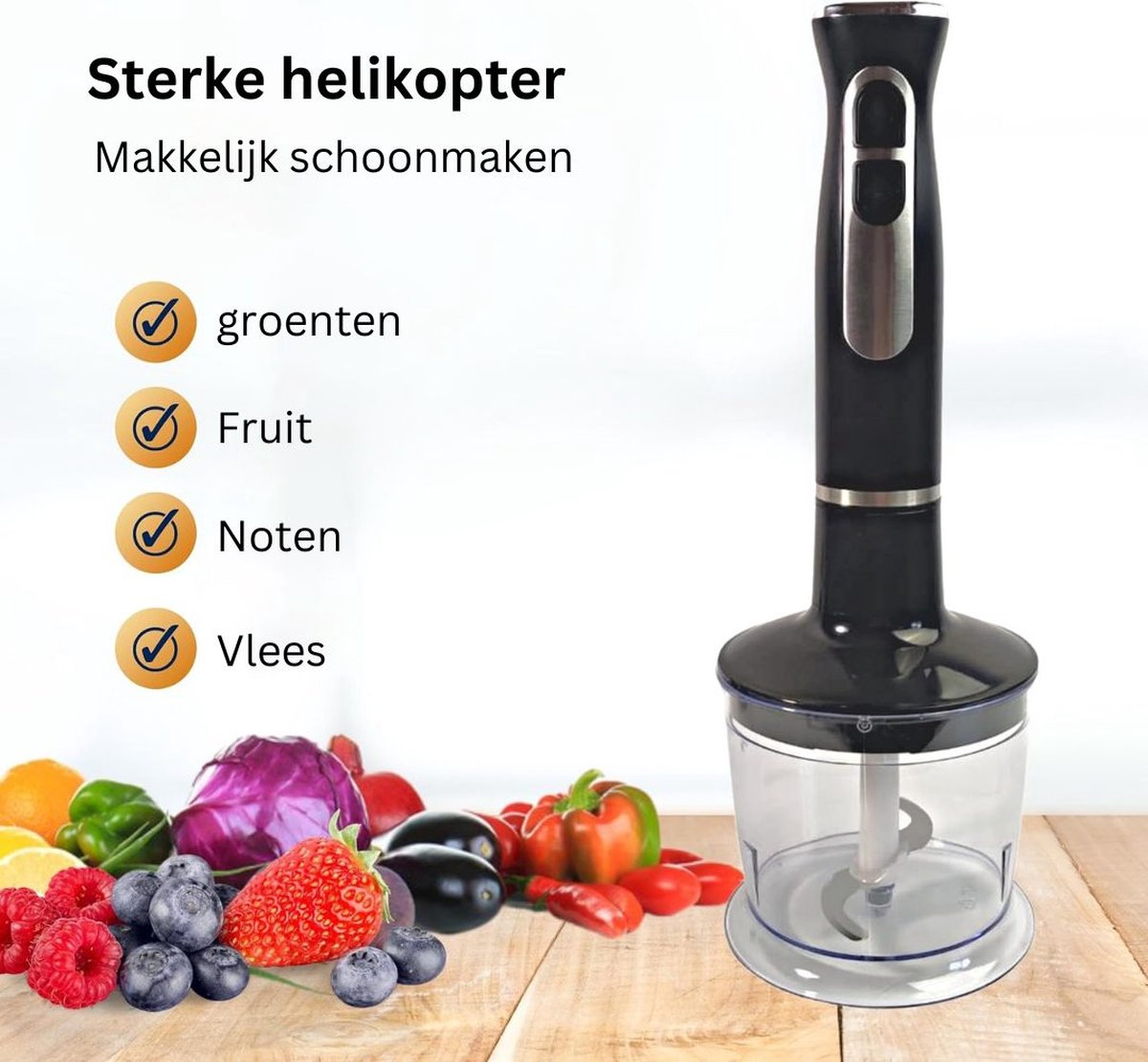 DailySupplies Staafmixer Set draadloos zwart-zilver