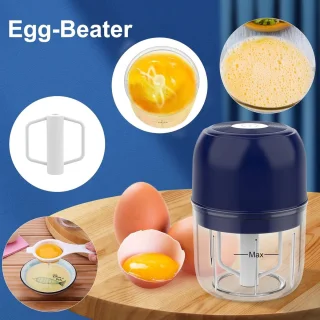 Draadloze mini knoflookhakselaar en blender 250ml blauw