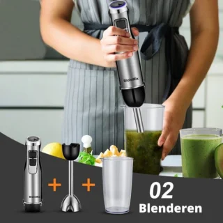 Draadloze Staafmixer Set 1200W met Hakmolen en Maatbeker