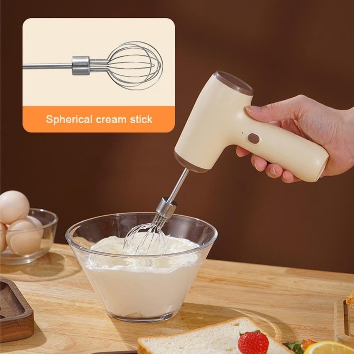 Draadloze USB oplaadbare huishoudmixer eierklopper