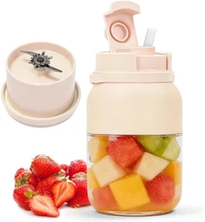 Draagbare blender - roestvrijstalen messen - 1200 ml - crèmekleurig