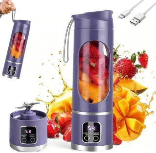 Draagbare blender - smoothie maker mini mixer - 450 ml - paars