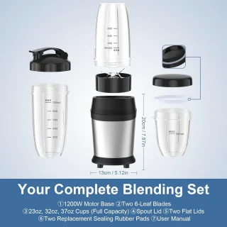 Draagbare Smoothieblender 600 ml - 12-delige set