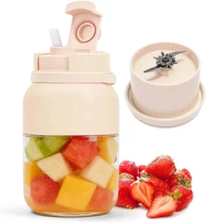 Draagbare smoothiemaker crèmekleurig