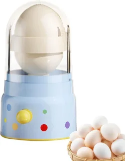 Eiermixer shaker - handmatige puller - blauw - 15.5 x 8 cm