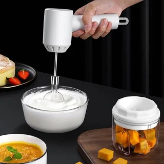 Elektrische draadloze handmixer - wit