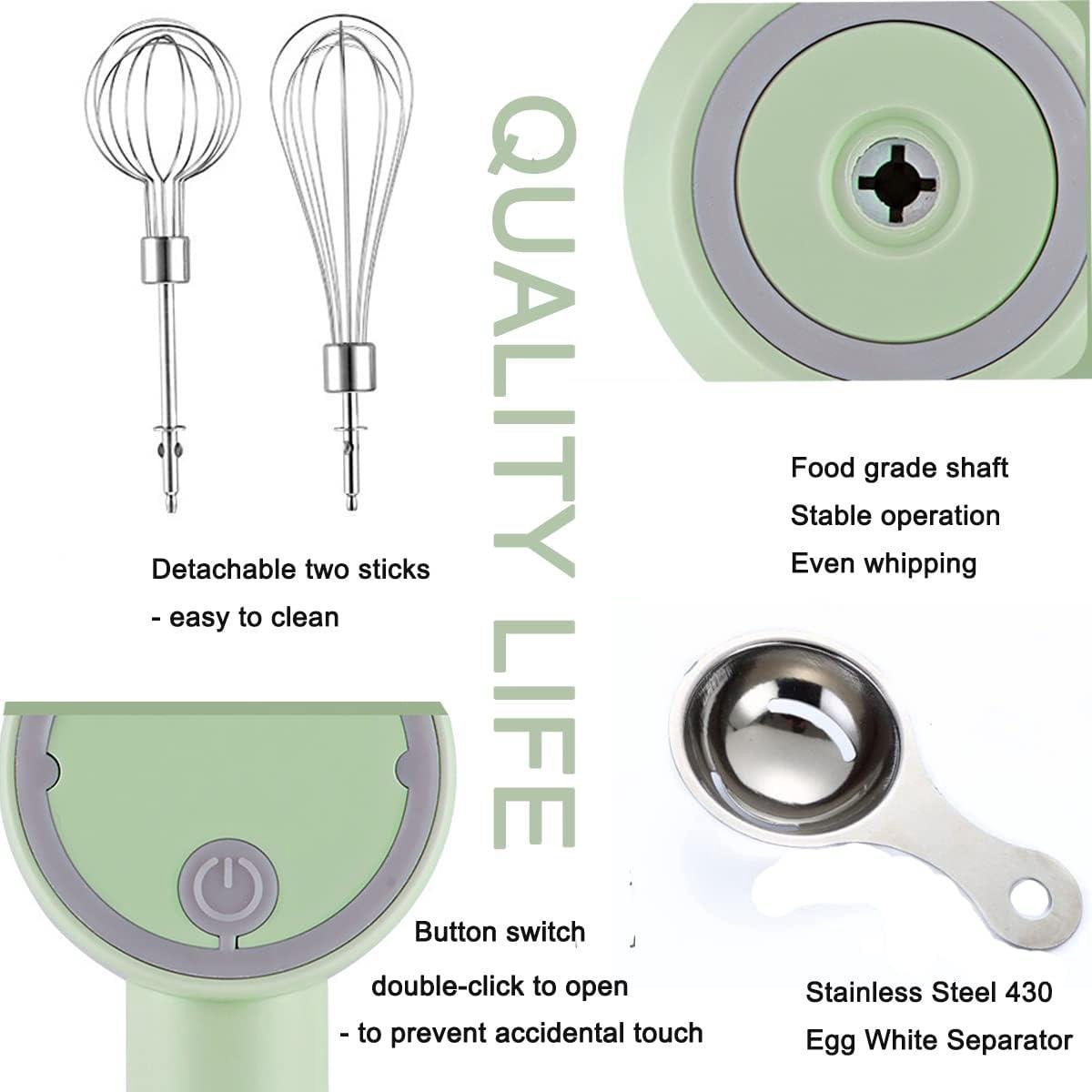 Elektrische handmixer 3-speed USB oplaadbaar groen