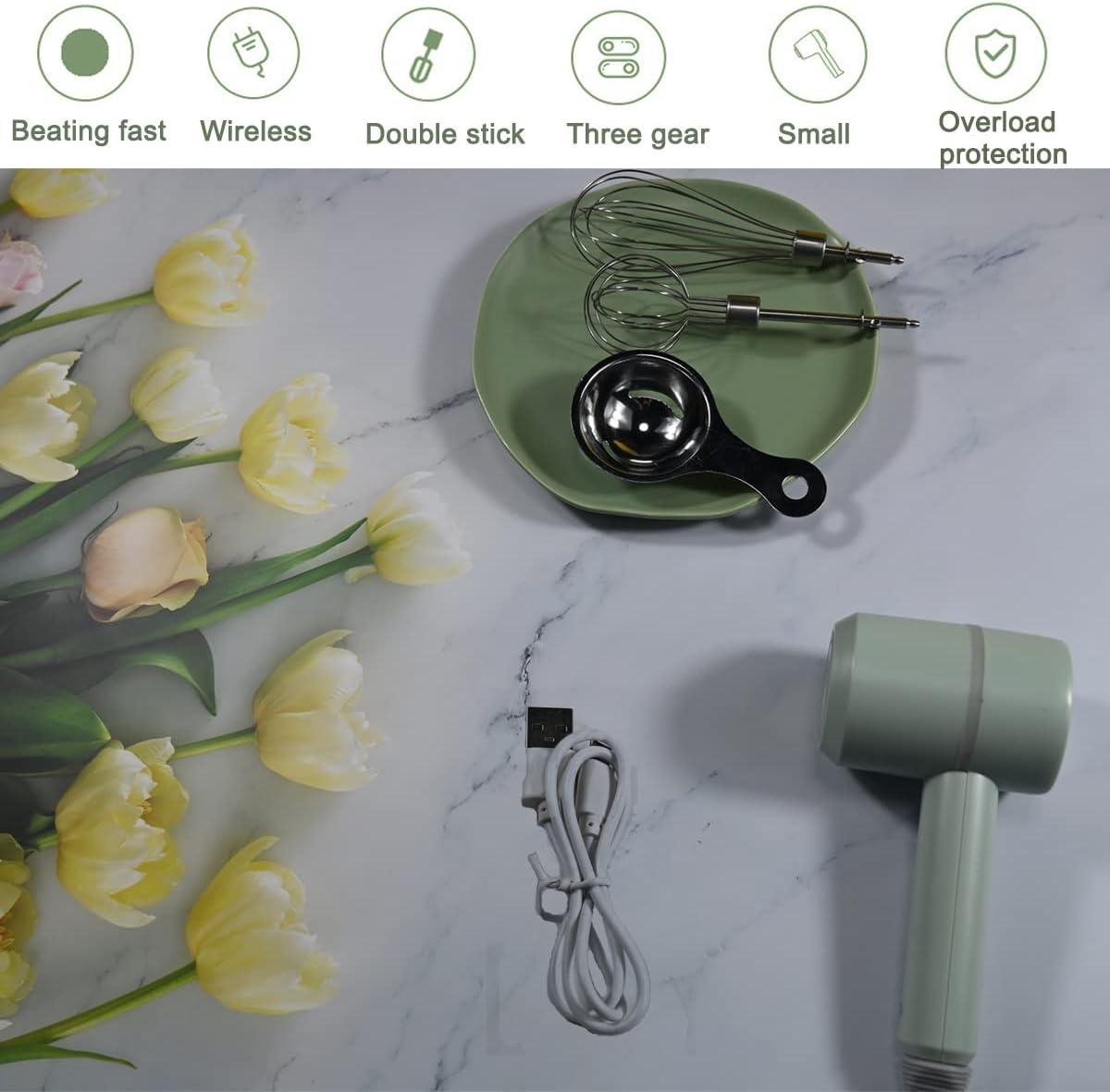 Elektrische handmixer 3-speed USB oplaadbaar groen