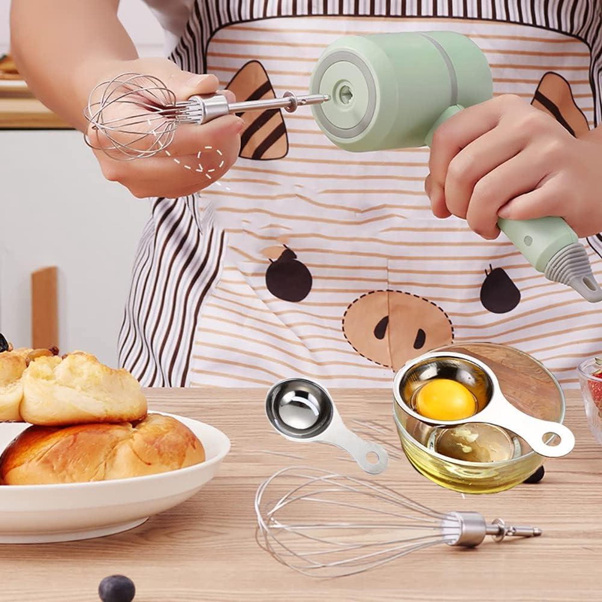 Elektrische handmixer 3-speed USB oplaadbaar groen
