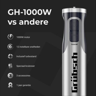 Grübsch GH-1000W Pro 3-in-1 Staafmixer Set