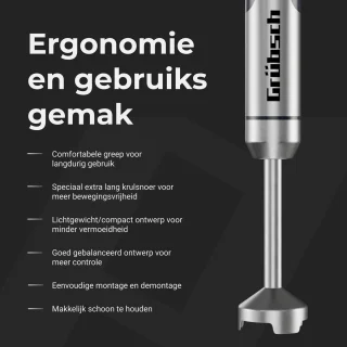Grübsch GH-1000W Pro 3-in-1 Staafmixer Set