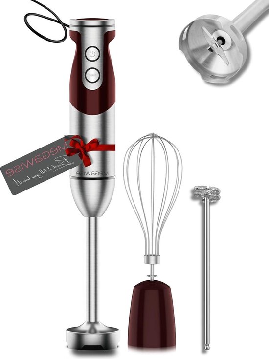 Hand Blender 3-in-1 12-Speed Black Red