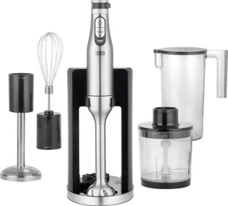 Handmixer set met staafmixer, zilver