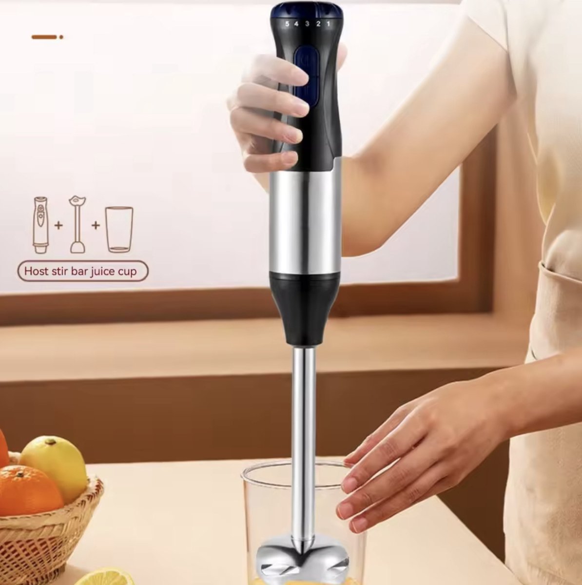 J&R 4-in-1 Handblender RVS 1000W