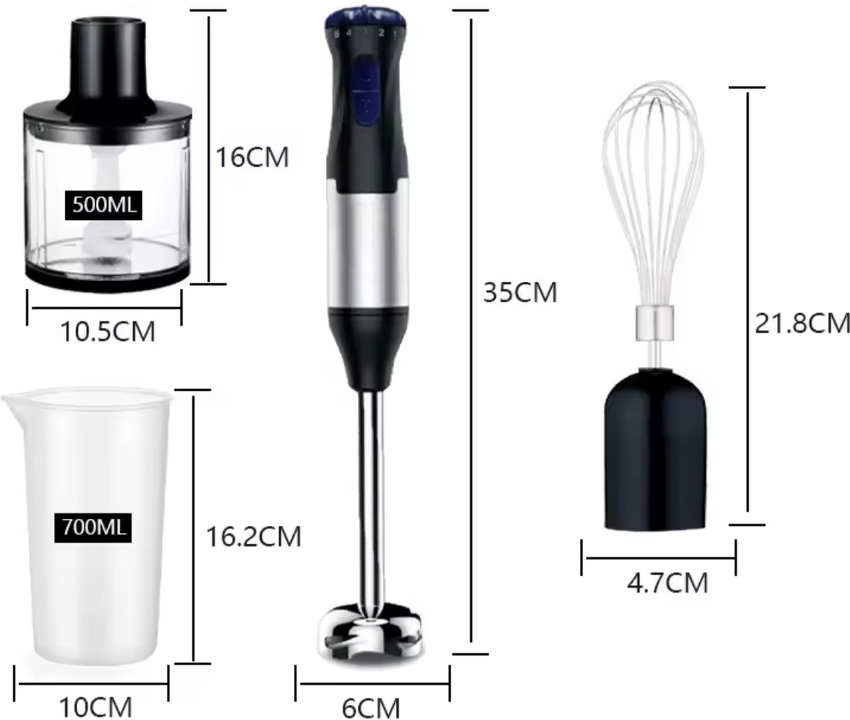 J&R 4-in-1 Handblender RVS 1000W