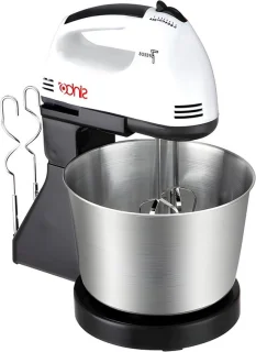 Keukenmixer met kom - wit zilver