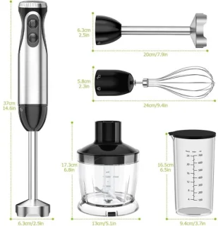Kira staafmixer set met hakmolen, zwart