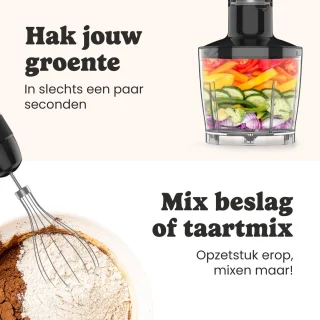 Kitchello 5-in-1 Staafmixer Set Zwart RVS