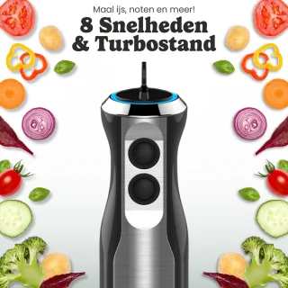 Kitchello 7-in-1 Staafmixer Set Zwart RVS
