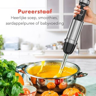KitchenBrothers 4-in-1 Staafmixer Set RVS